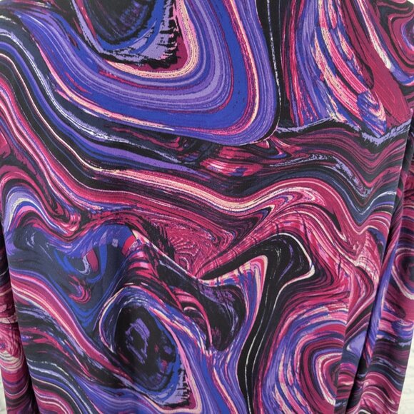 New York and Co Womens Top XXL Plus Purple Watercolor Faux Wrap WAT90E - Picture 8 of 10